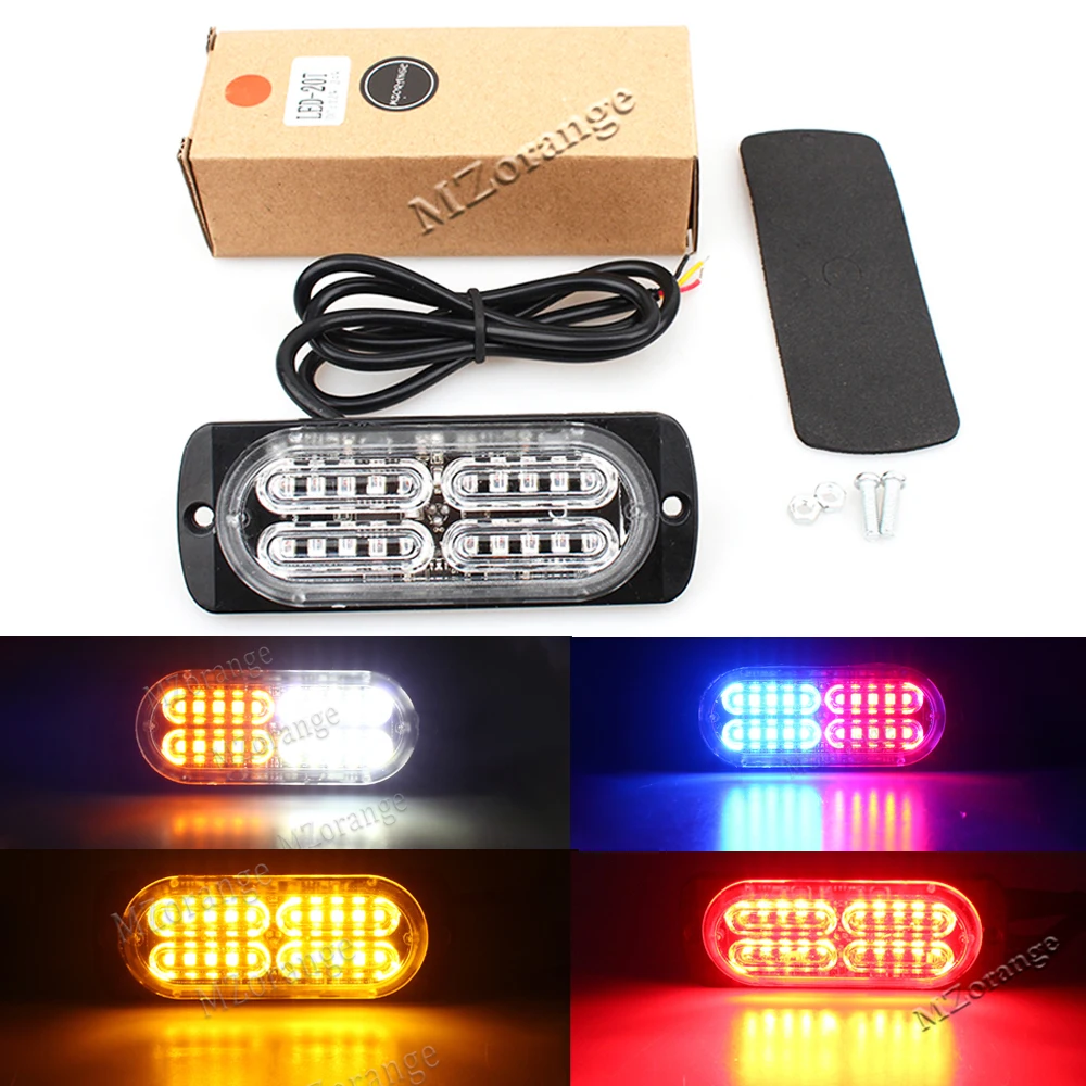 

Ultra-thin Waterproof Strobe Dash Warning Flashing Police Light High Power 12V-24V 20LED Car Truck Emergency Light Side Red 1PCS