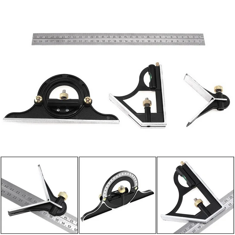 

3 In1 Adjustable Ruler Multi Combination Square Angle Finder Protractor 300mm/12"Measuring Set Tools Universal Ruler Right Angle