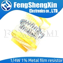 100 шт./лот 1/4W 1% металлического пленочного резистора 1R~ 1 м 100R 220R 330R 1K 1,5 K 2,2 K 3,3 K 4,7 K 10K 22K 47K 100 к 100 220 330 1K5 2K2 3K3 4K7