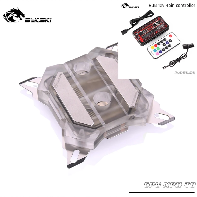 Bykski cpu-XPH-T8 cpu блок водяного охлаждения для Intel Lga115x/2011/2066 RGB/RBW освещение механическая система сливочного масла микроводный I7 - Цвет лезвия: Silver-RGB with CON