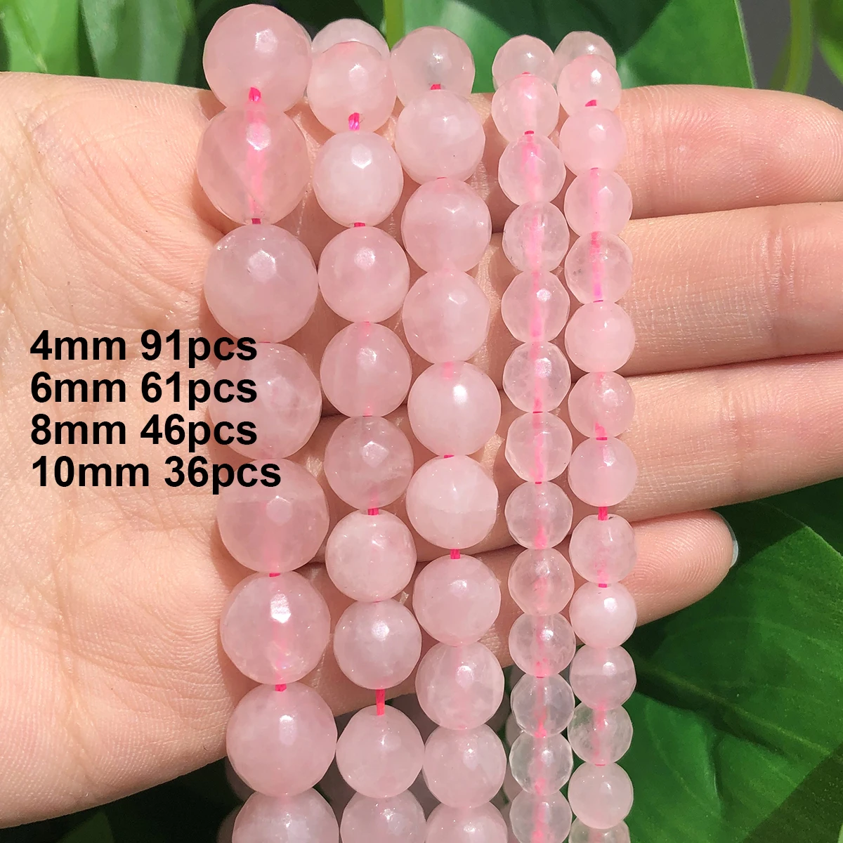 Natural Rose Quartz Beads Matte Pink Crystal Heart Faceted Round Loose Stone Beads for Jewelry Making DIY Handmade Bracelet