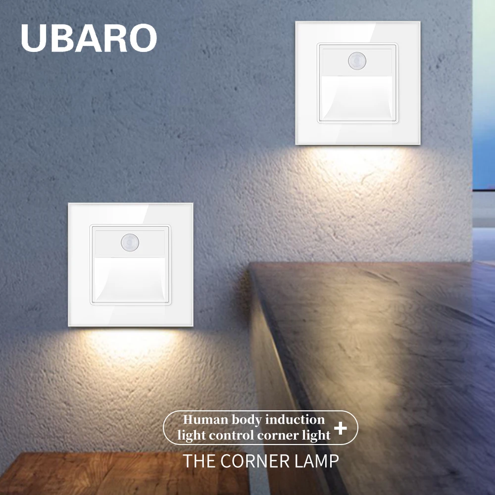 

UBARO Induction Light Wall Stair Led Step Lamp PIR Motion Sensor Modern Indoor Recessed Corridor Night Foot Socket AC85-265V 3W
