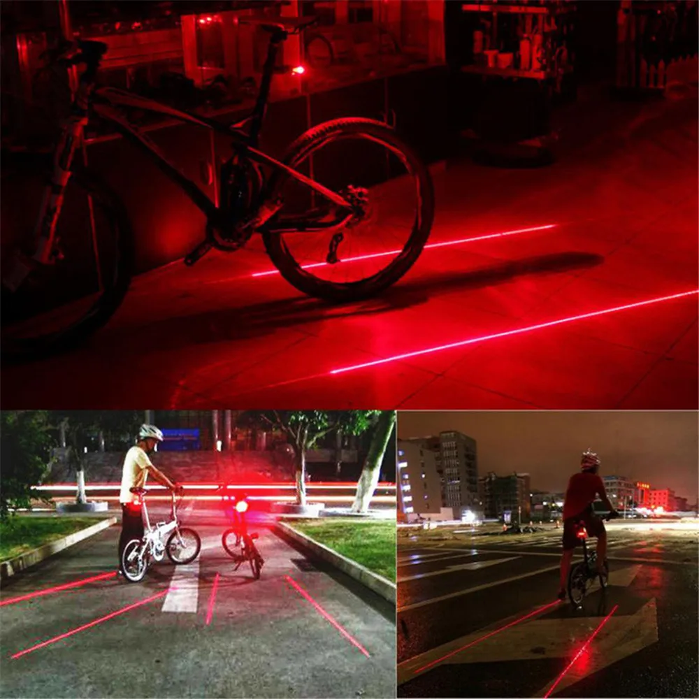 Велосипед Велоспорт светильник s Водонепроницаемый 5 светодиодный 2 лазеры 3 режима велосипед хвост светильник безопасности Предупреждение светильник велосипедная задняя фара для велосипеда, светильник задний фонарь