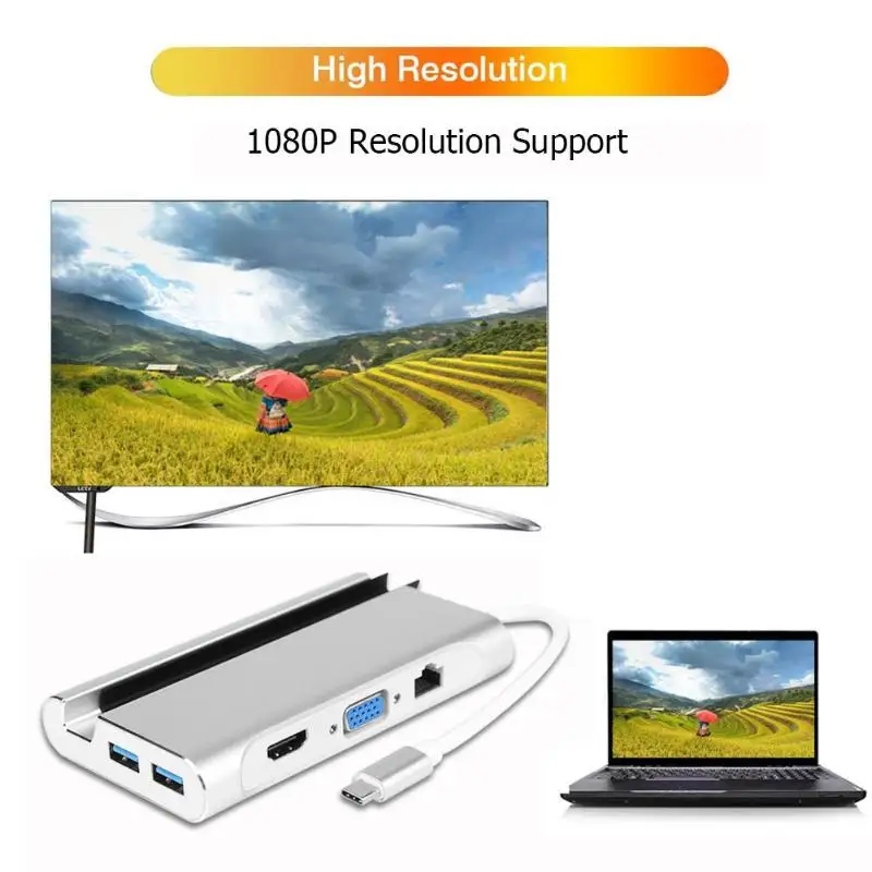 8 в 1 usb type-C концентратор мини-ПК RJ45 3 USB3.0 PD кронштейн для телефона адаптер для переключателя 2K HD HDMI адаптер для HDTV