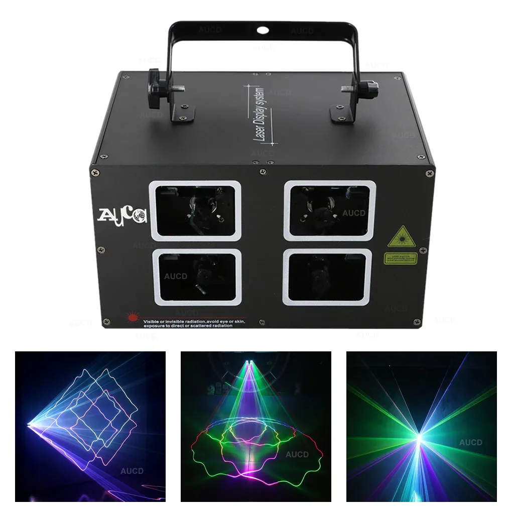 AUCD 4 линзы DMX 500 МВт RGB цветное сканирование луча проектор лазерные огни Рождественский диско светодиодный DJ вечерние движущиеся лучи шоу сценическое освещение DJ4L