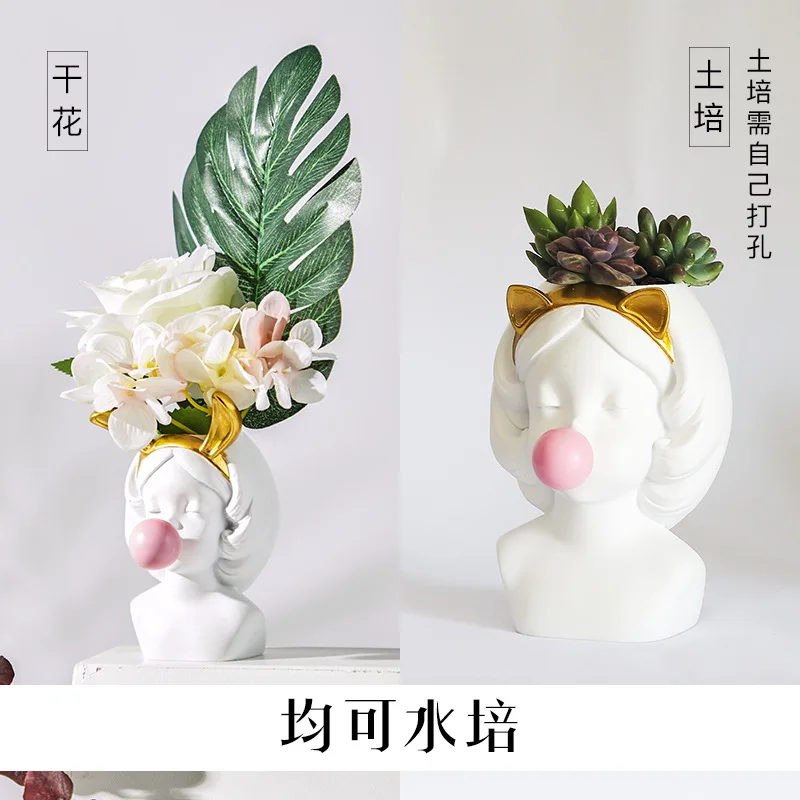 Полимерная ваза декоративный цветочный горшок милая девушка жевательная
