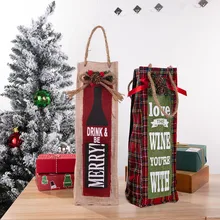 Рождественская бутылка вина сумки крышка для бутылки с красным вином сумки для обеденного стола подвеска бутылка крышка украшения кухни для стола
