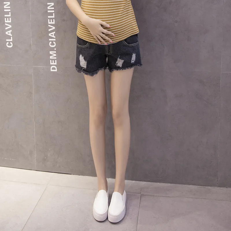 

Pregnant Women Spring And Summer Washing Water Frayed Craft Denim Shorts Adjustable Comfortable Soft Versatile Pregnant Women Ma