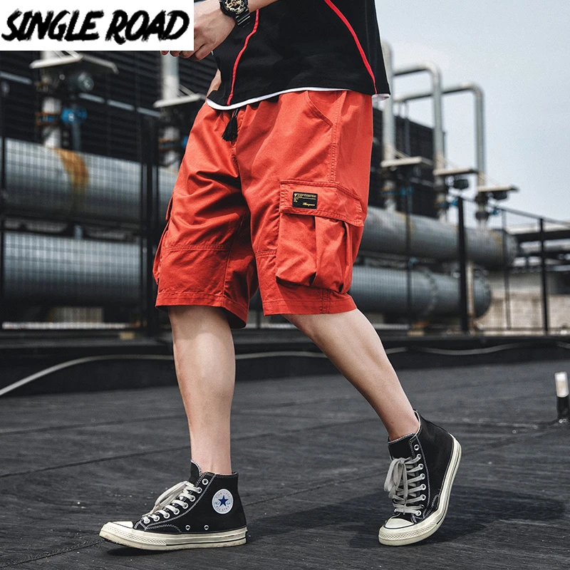 SingleRoad pantalones cortos Cargo para hombre Hip Hop verano ropa informal japonesa bolsillos laterales rodilla Joggers pantalones cortos casuales hombres|Pantalones cortos| AliExpress