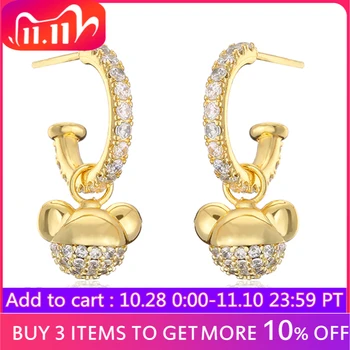 

Cubic Zirconia Creative Gold Color Cute Micky Mouse Hoop Earring for Women Anniversary Christmas Fashion Accessories FL05141W
