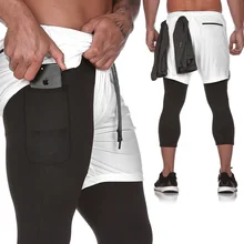 Pantalones de correr para hombre, ropa deportiva para correr, de doble capa, triangulación de envíos