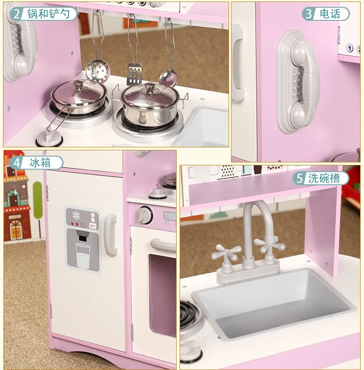 Purple Large Kitchen Model Play House Toys with Refrigerator Oven Gas Stove GIRL'S Birthday Gift