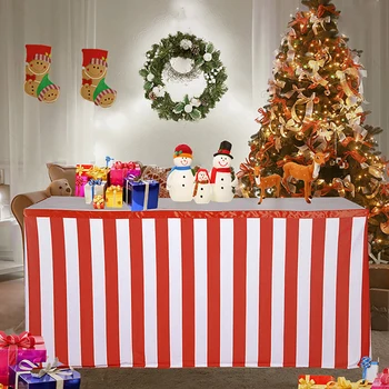 

Red and White Striped Table Skirt Carnival Circus Theme Party Decorations