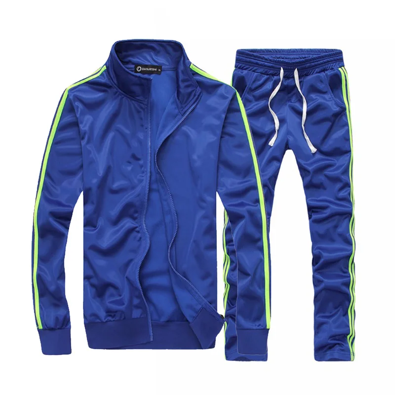 FK038 Navy Men Sets Брендовые мужские спортивные комплекты, спортивные костюмы для бега, фитнеса, мужской спортивный костюм из двух предметов, толстовка+ спортивные штаны, одежда для спортзала, тренировочный костюм, Mannen - Цвет: FK038 Navy Men Sets