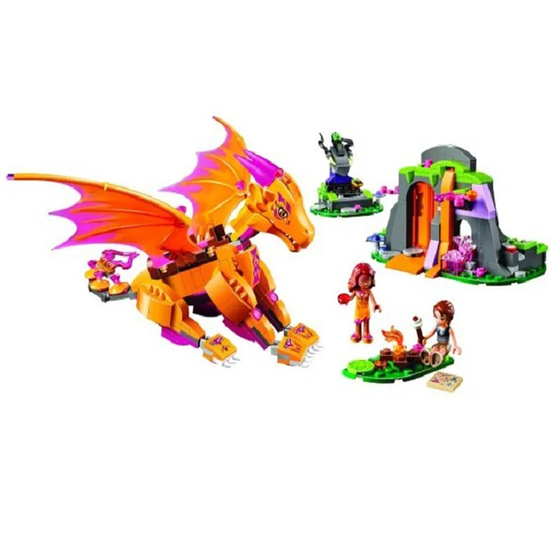 Новинка Bela 10503 Legoinglys Elves Fire Dragon Lava Cave фигурки строительный блок 446 шт. сказочные