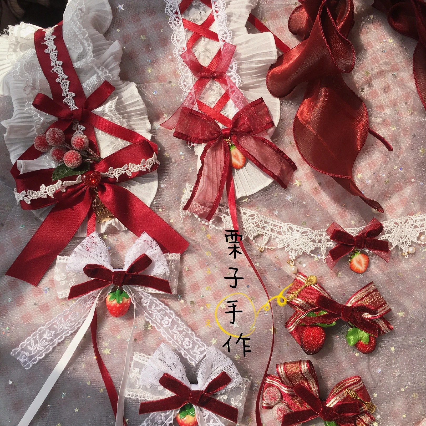 Origional Lolita Hair Band Wine RED Accessories SOFT Girl Daily Life COS Sweet Harajuku Strawberry Berry Clip | Тематическая одежда