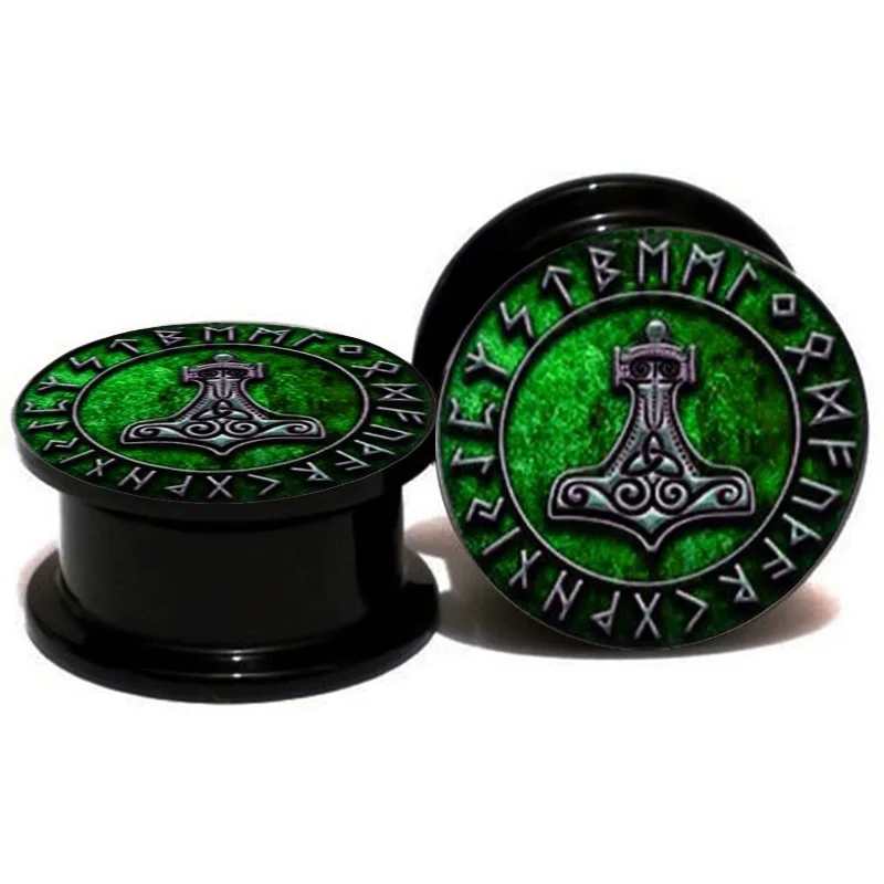 Acrylic Viking Odin's Ear Gauge Plug And Tunnel Stretcher Expander 6mm-25mm Screw Piercing Jewelry | Украшения и аксессуары