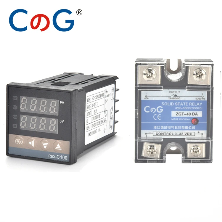 Set 2 REX-C100 PT100 цифровой регулятор температуры Термостат SSR выход 40DA SSR реле алюминиевый радиатор теплоотвод 1 м сопротивление - Цвет: Set 2