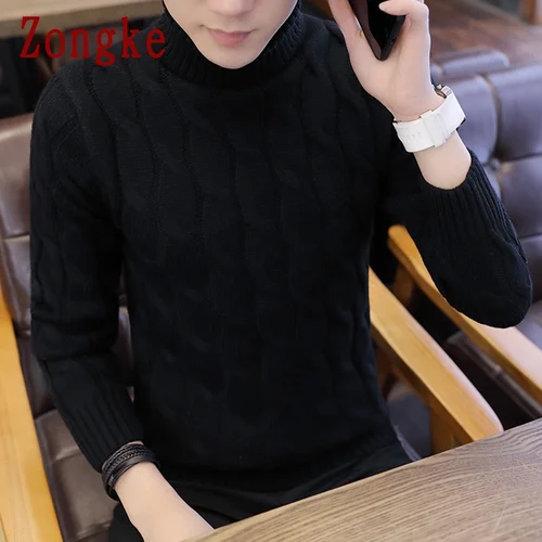 남성용 흰색 터틀넥 스웨터, 단색 줄무늬 풀오버, 터틀넥 M-2XL, 겨울 코트, 2023 신상 7