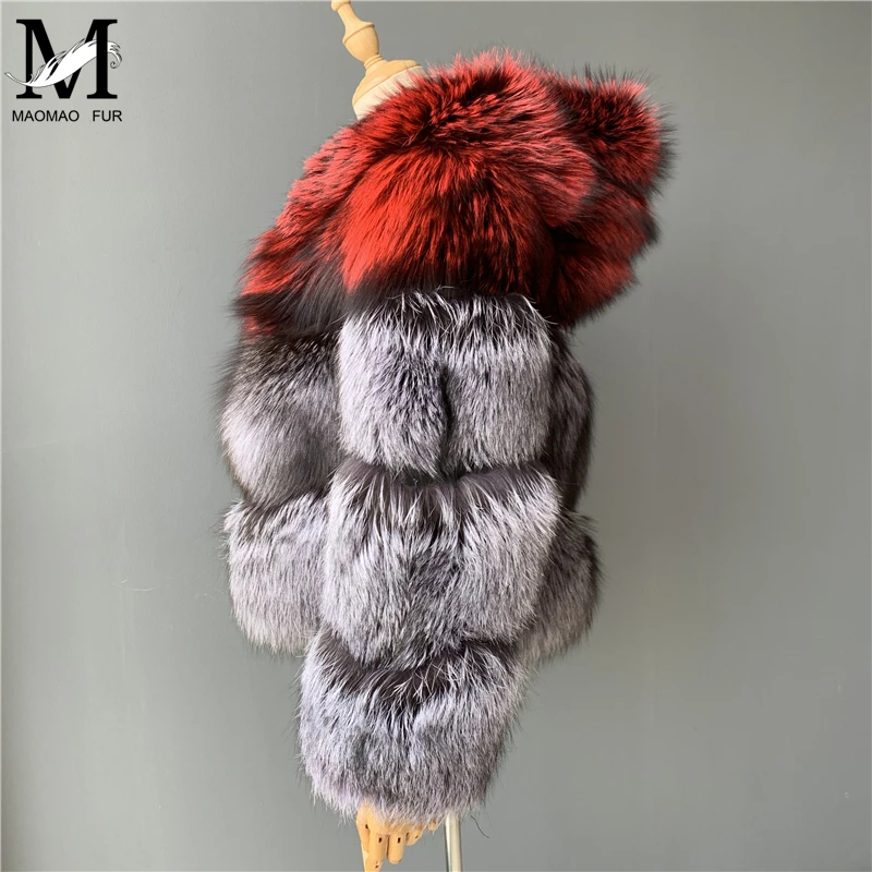 Новая мода натуральный мех пальто для женщин зимние короткие Роскошные лисы женское меховое пальто с капюшоном Серебряная Лисичка Меховая куртка верхняя одежда