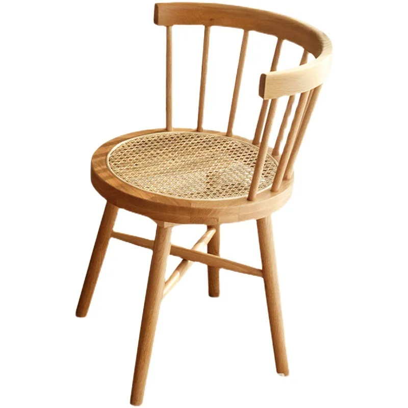 Ins Solid Wood Dining Chair Vintage Windsor Chair Net Red Back Vintage Furniture Home Stay Rattan