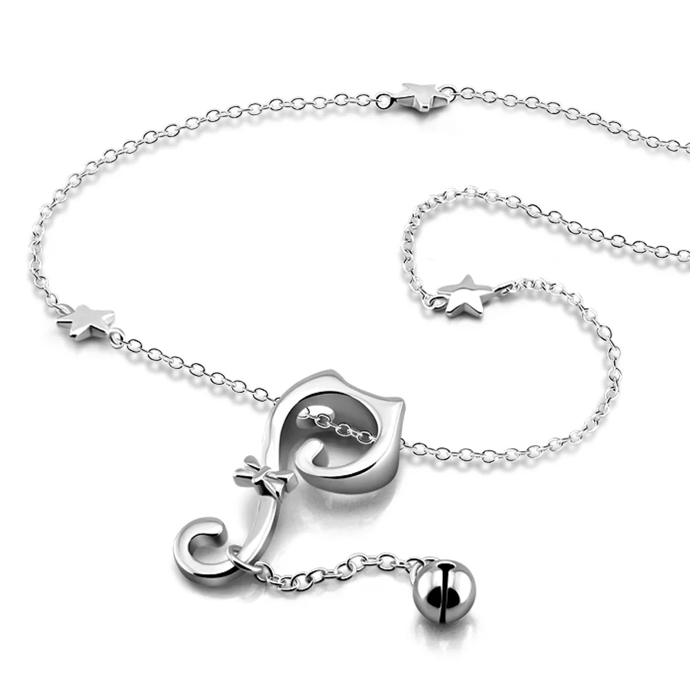 

Cute Hollow Cat Pendant Necklace Simple Personality 925 Silver Jewelry Animal Necklace Jewelry Gift for Girl
