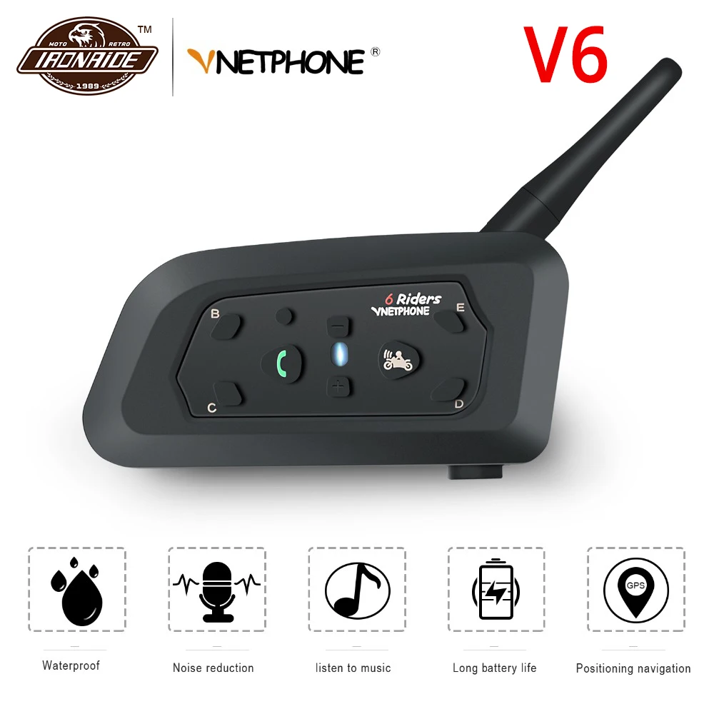 VNETPHONE 1200 м Мотоциклетный домофон Bluetooth водонепроницаемая гарнитура беспроводная