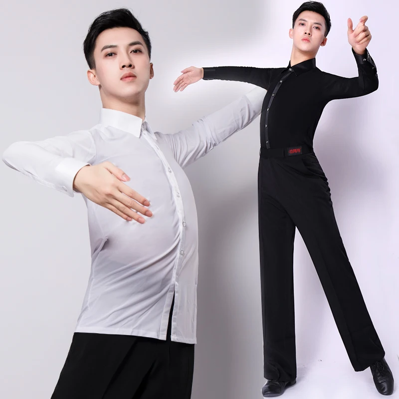 H2612 Men Dance Clothes Male Latin National Standard Modern Dance Top
