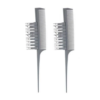 

2x Professional Sectioning Weave Highlighting Brush Hair Combs Kit Silver