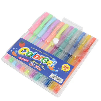

12PCS/Set Color Gel Pens Glitter Metallic Pen Good Gift For Coloring Kids Sketching Painting Drawing Korean School Stationery