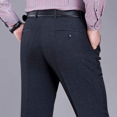 Mu Yuan Yang осень Для мужчин Большие размеры костюм штаны, подходят детям в возрасте прямые обеспечивающих удобство при носке и приятных на ощупь; модные классические брюки Большой Размер(42)-56 - Цвет: 302