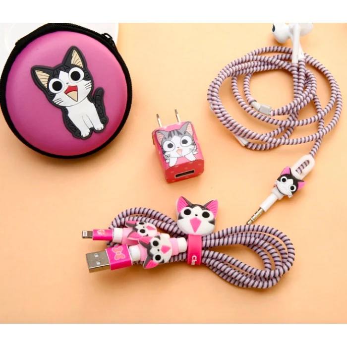 Прекрасный мультяшный usb-кабель DIY наклейки для зарядного устройства защитная сумка-чехол Защита провода крышка протектор для iPhone X/Xs зарядное устройство