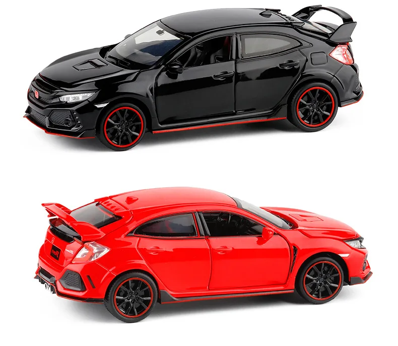 1:32 мини-авто Honda Civic type-R звук и свет оттяните назад литой модель автомобиля