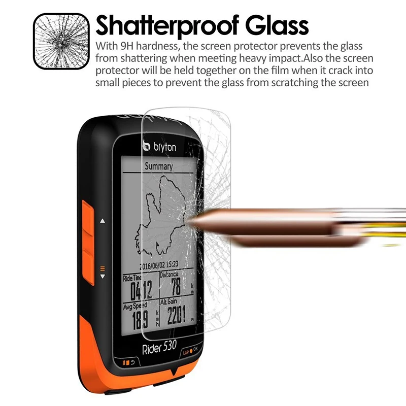 2pcs Full Screen Protector For Bryton Rider 530 Tempered Glass 9H 2.5D HD Anti Scratch Explosion Proof Protection Glass Film New