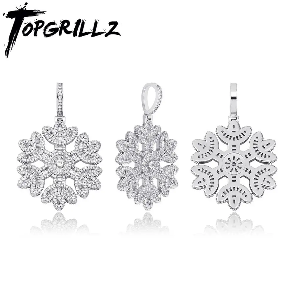 Высококачественное ожерелье TOPGRILLZ с подвеской в виде снежинки микро закрепка
