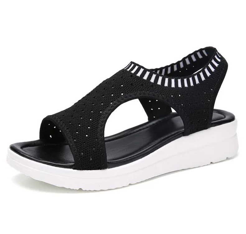Sandalias de las mujeres de 2019 nuevos zapatos de mujer de verano Mujer  cuña cómodo sandalias de las señoras de Slip on plano sandalias para mujer| Sandalias de mujer| - AliExpress