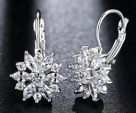 

UXN348 Glitter Earring 925 Sterling Silver Zirconia stone Female Engagement Jewelry