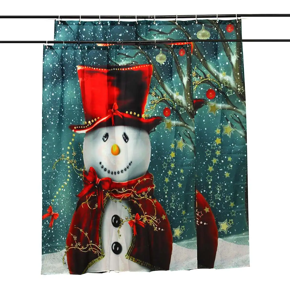 Merry Christmas Bathroom set Snowman Santa Father Bell Elk Pattern Waterproof Shower Curtain Toilet Cover Mat Non Slip Rug