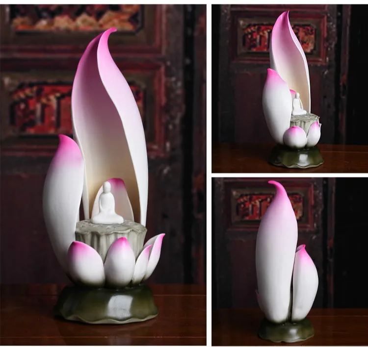 Лотос лампа для свет Будды предметы буддизма Керамические ремесла светодиодный свет Будды креативный неправильный Лотос с вилкой