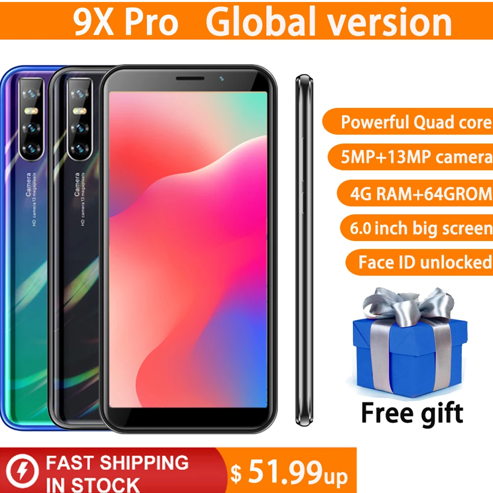 9X Pro смартфон с 6-дюймовым дисплеем четырёхъядерным процессором MTK6580 ОЗУ 4 Гб ПЗУ 64
