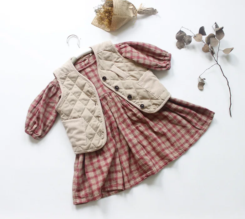 Новые осенние детские клетчатые жилеты унисекс в Корейском стиле теплые детские жилеты с мягкими карманами пальто без рукавов детская одежда