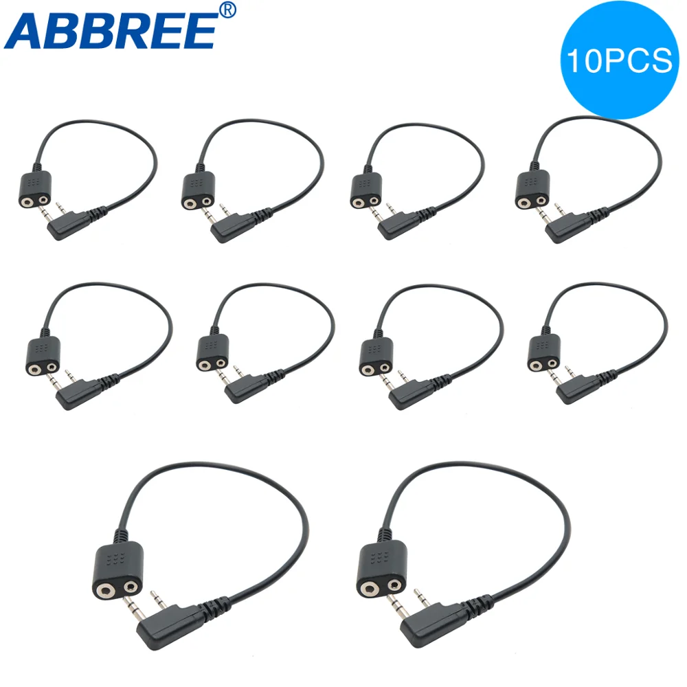 2 Pin наушник наушники с микрофоном кабель-удлинитель адаптер для Kenwood TYT Baofeng иди и болтай Walkie Talkie “иди и UV-5R BF-888S UV-82 UV-S9 ради - Цвет: 10 pcs