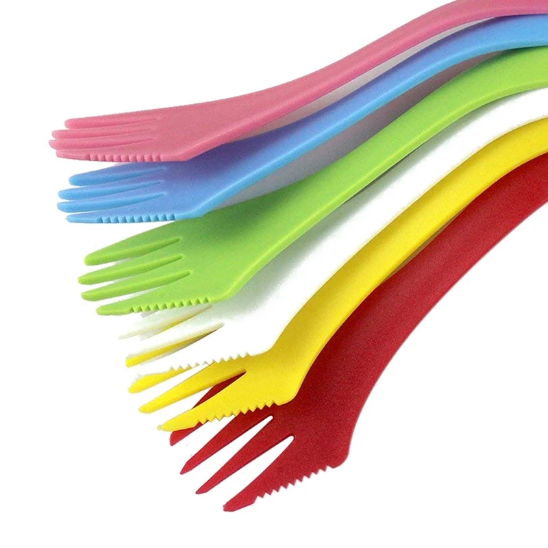 6 шт. Ложка Вилка Набор ножей Кемпинг Туризм Посуда Spork комбо Путешествия Гаджет Столовые приборы