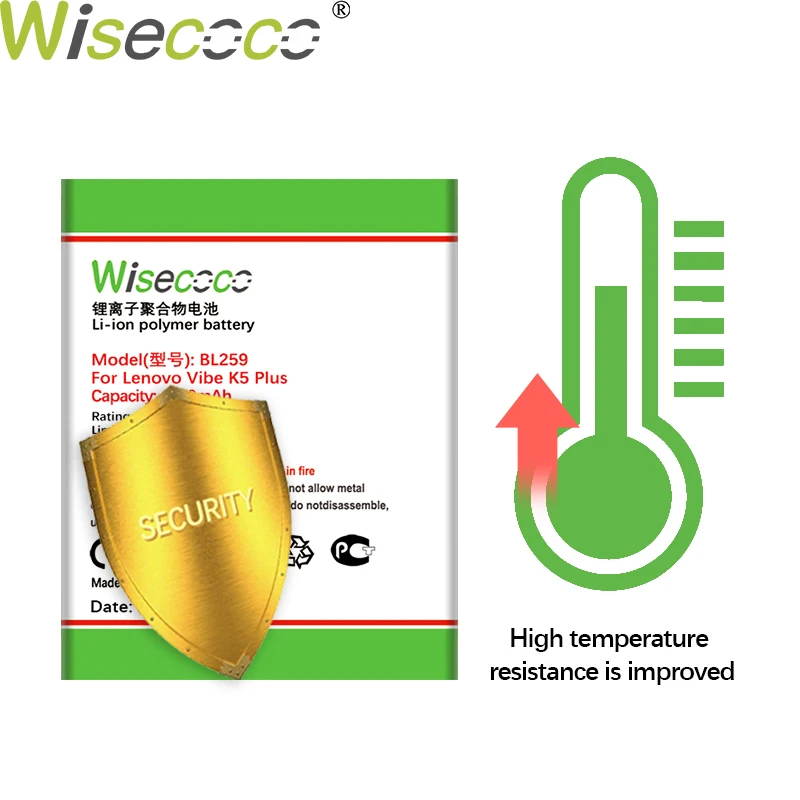 Аккумулятор WISECOCO BL259 на 4600 мАч для Lenovo vibe k5 plus K32C30 K32C36|Аккумуляторы мобильных
