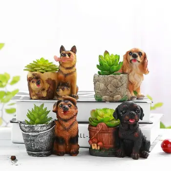 

Creative Flower Pot Cartoon Dog Planter Puppy Resin Planters Pots For Flowers Flower Desktop Macetas Home Garden