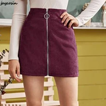 JAYCOSIN Женская Вельветовая юбка на молнии с высокой талией, модная сексуальная мини-юбка в складку для девушек, фиолетовая зеленая посылка
