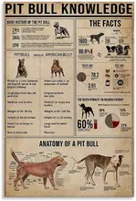 

Vintage Metal Tin Signs Puppy Knowledge Metal Tin Sign Pitbull Knowledge Suitable for Home Garage Bar Sign Cafe Farm Country