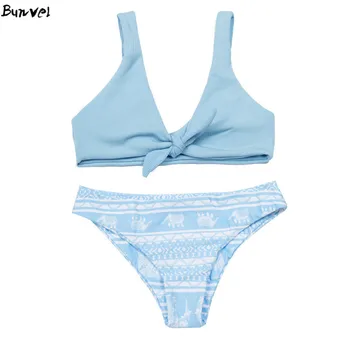 

bunvel Bikinis 2020 Women Two Piece Bra Bandeau Bikini Set Neon Color Geometric Printed Swimming Suit for Women Push Up Swimwear