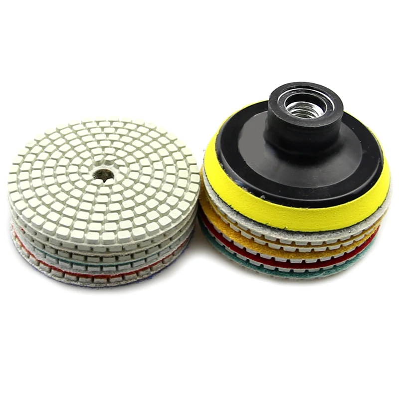 3 In.10 Pcs Diamond Flexible Wet Polishing Disc 1 Pcs M10 Holder For Marble Stone Ceramic Granite Tile Concrete Grinding