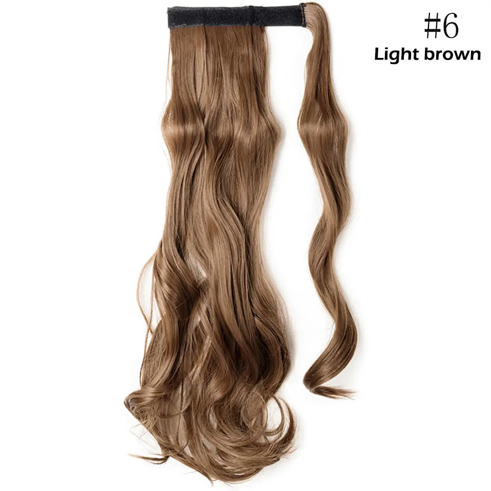 S-noilite 1" /24"/2" длинный зажим в конский хвост наращивание волос обернуть вокруг конский хвост Синтетический поддельный хвост шиньон для женщин - Цвет: light brown